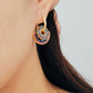Enamel Tile Pattern Earrings | Retro Blue & Red Pattern