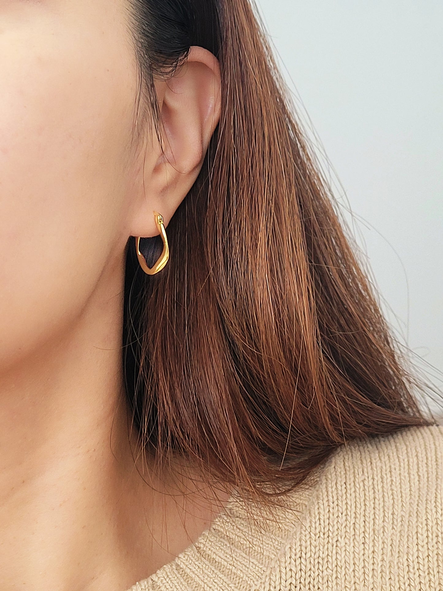 Freeform Gold Hoop Earrings