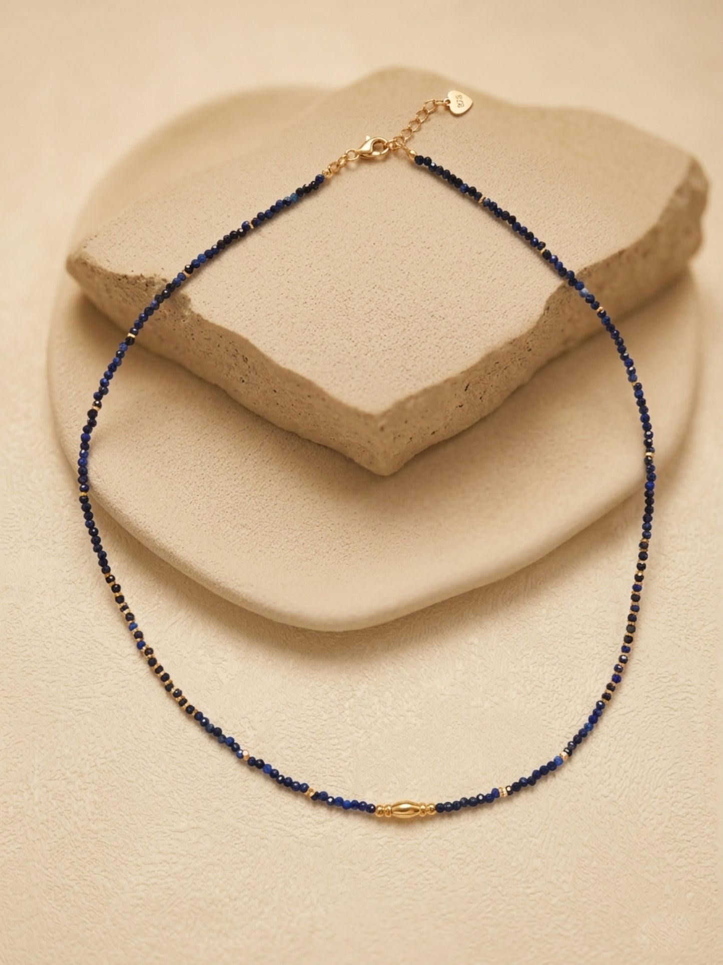 Lapis Lazuli Gold Beaded Necklace