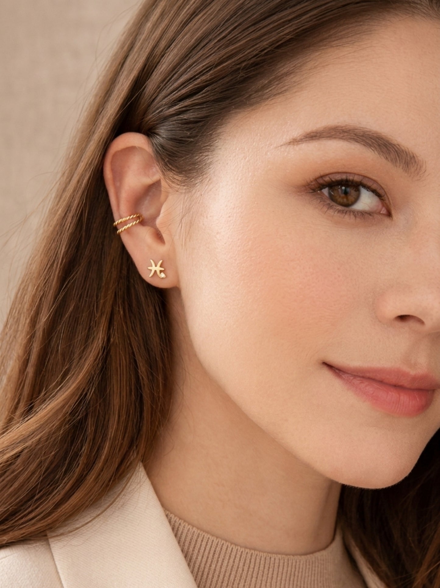 Starry Zodiac Sign Earrings · Pisces