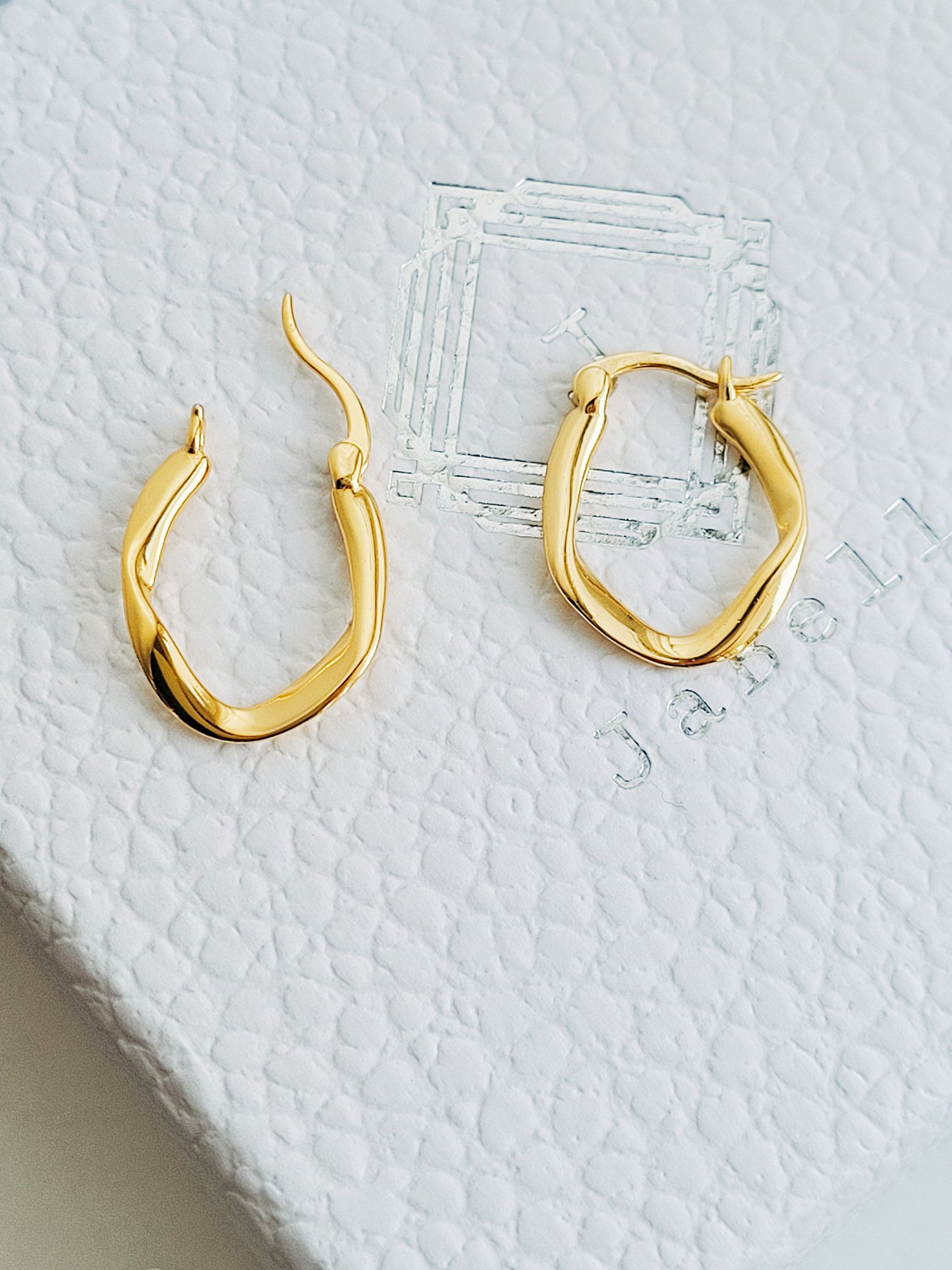 Freeform Gold Hoop Earrings