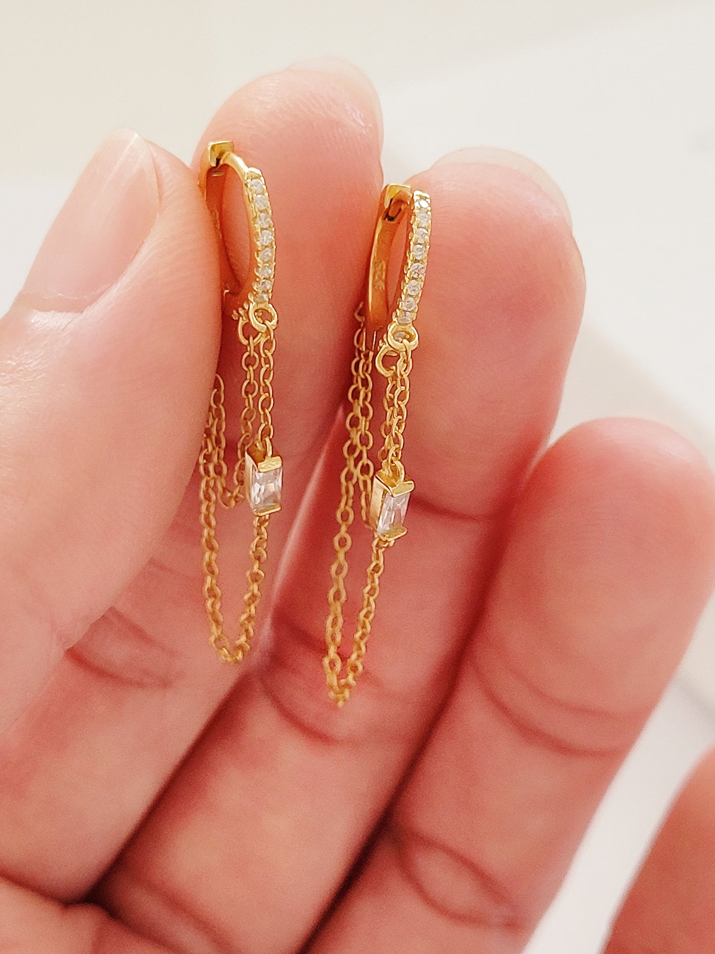 Gold Chain Huggie Hoop Earrings