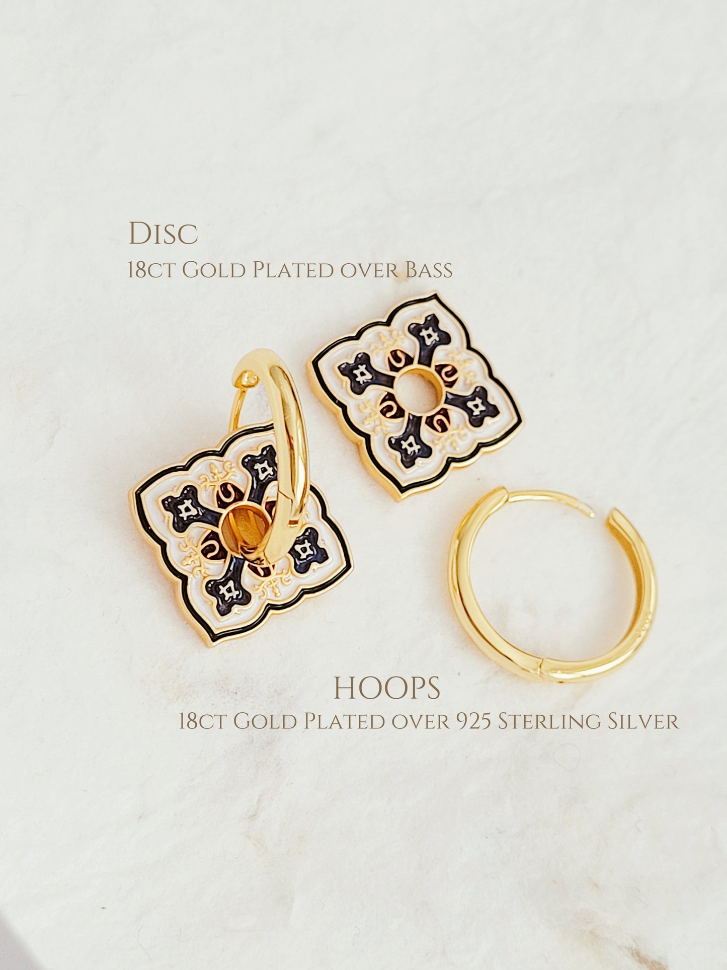 Enamel Gothic Cross Hoop Earrings