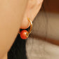 Mini Enamel Bead Huggies • Red