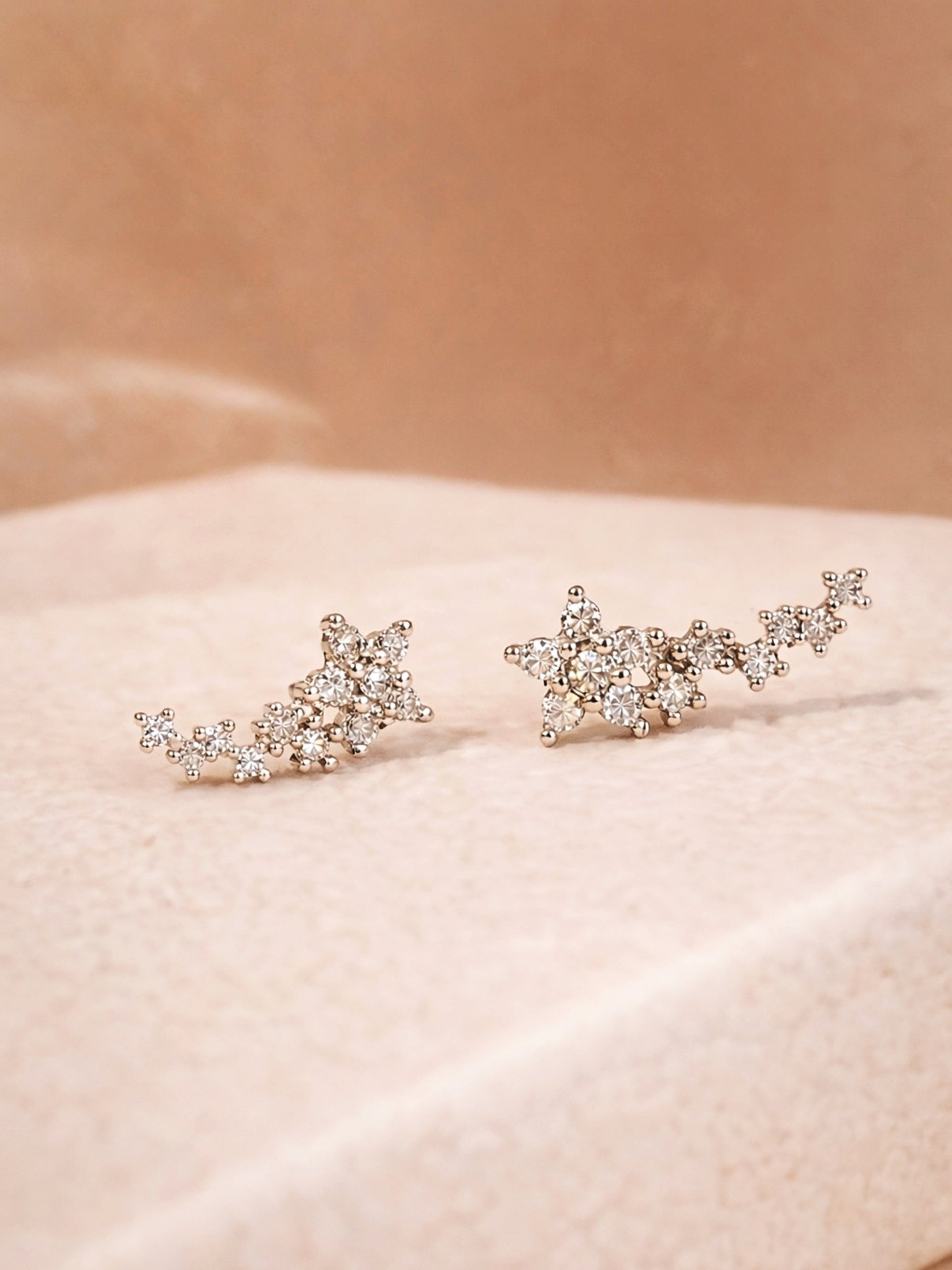 Dainty Gold Flower Climber Earrings