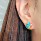 Victorian Tile Stud Earrings • Blue