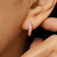 Pink Enamel Rainbow Crystal Huggie Hoops