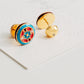Victorian Tile Stud Earrings • Blue