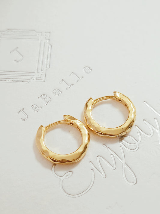 Gold Hammered Huggies