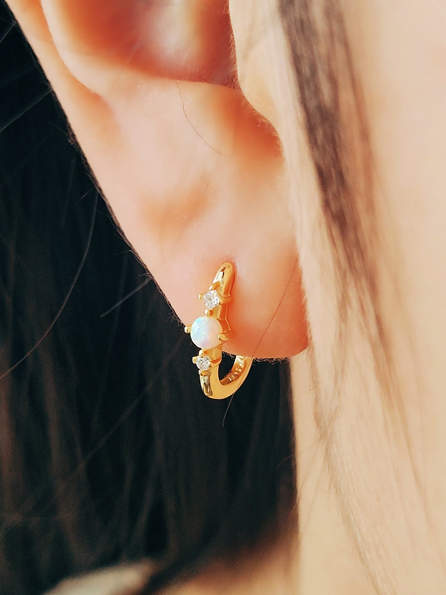 Opal Link Hoop Earrings