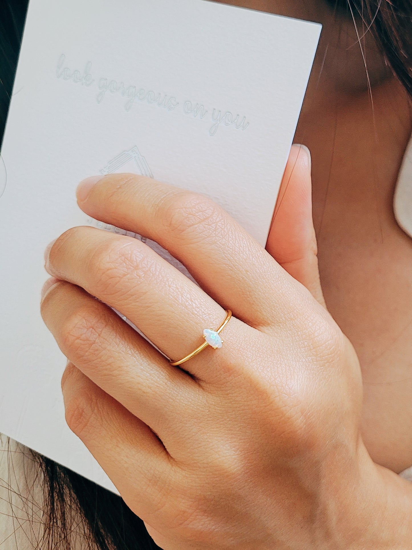 gold opal ring gift