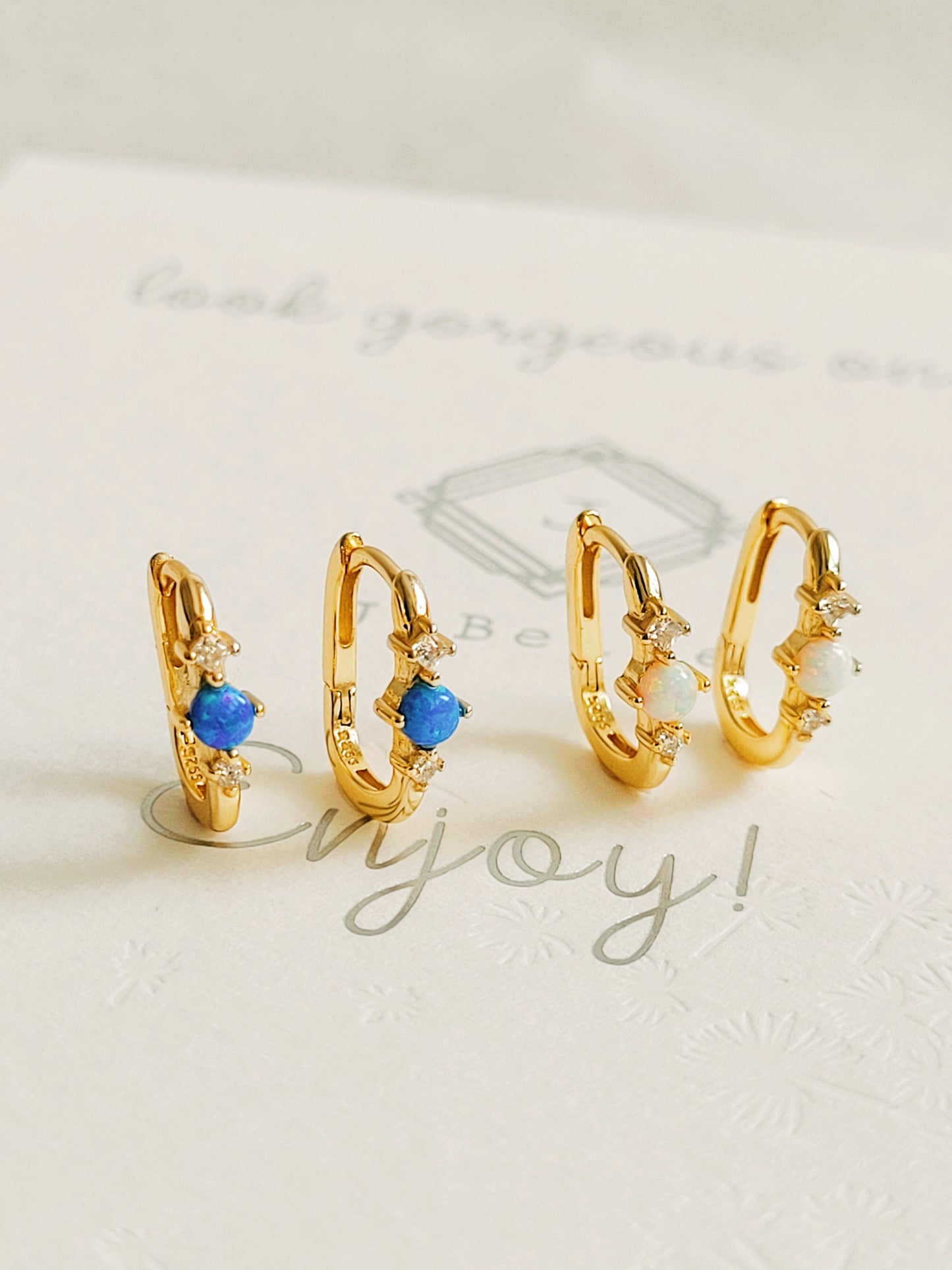 Opal Link Hoop Earrings