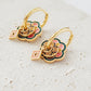 Pink Flower Enamel Earrings