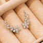 Dainty Gold Flower Climber Earrings