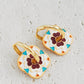 Retro Tile Flower Hoop Earrings