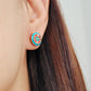 Victorian Tile Stud Earrings • Blue