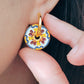 Victorian Enamel Flower Hoop Earrings