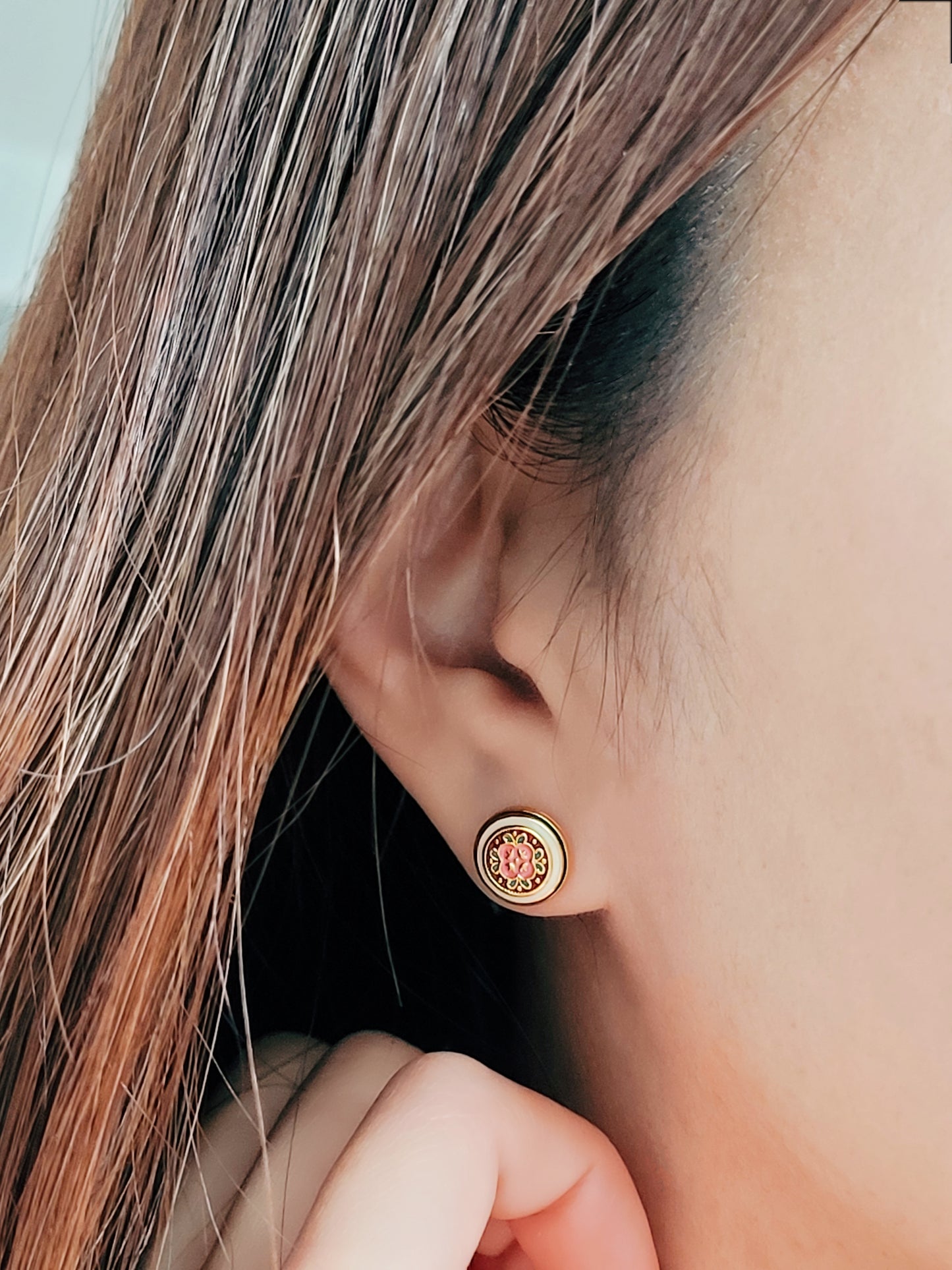 colorful earrings with flower