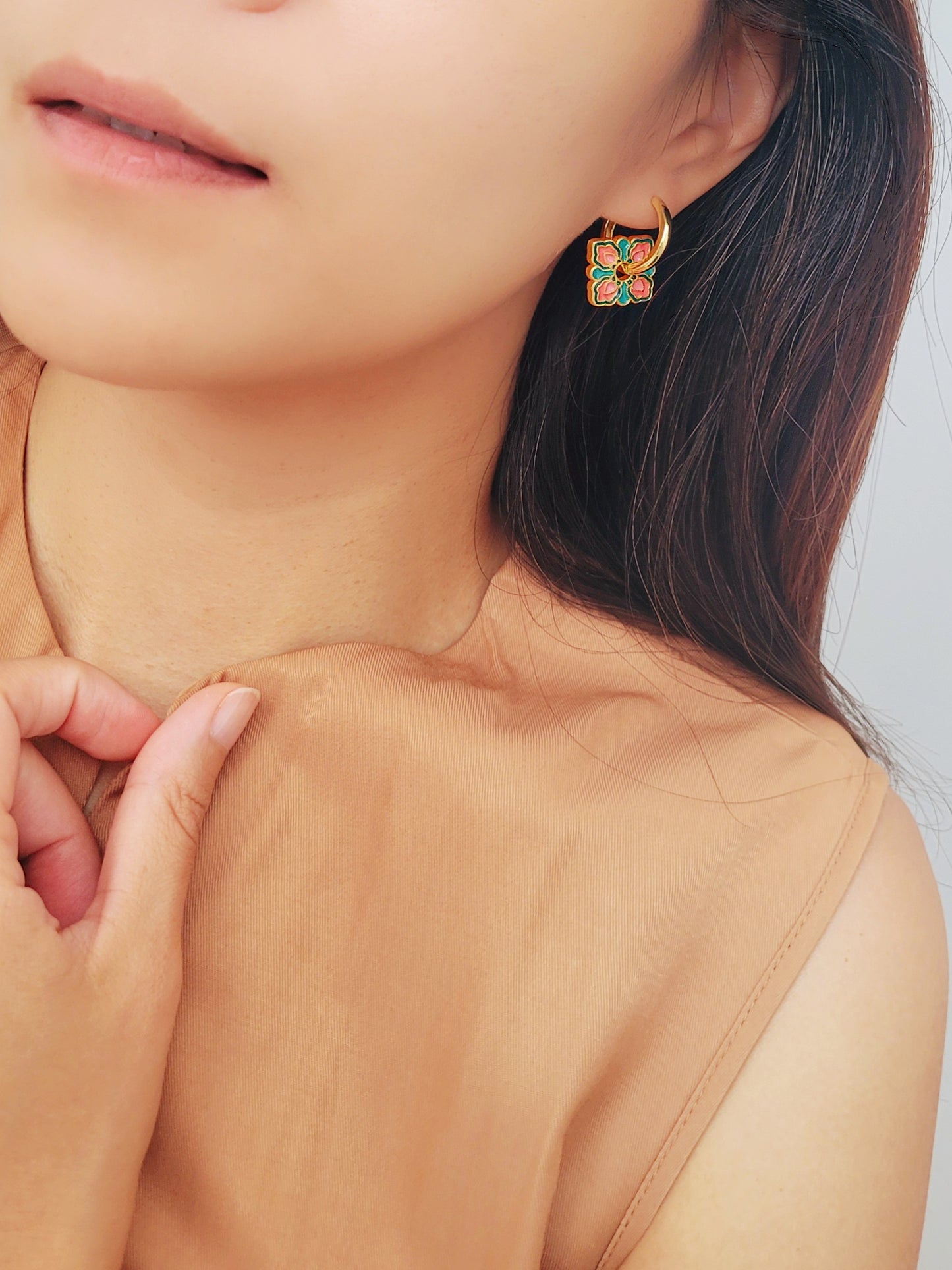 Enamel Hoop Earrings