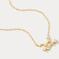 A dainty gold necklace with a pendant featuring a stylized Virgo zodiac constellation sign with sparkling zircons, crafted in gold plated sterling silver.