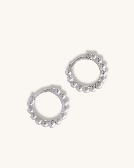 sterling silver earrings beaded hoops