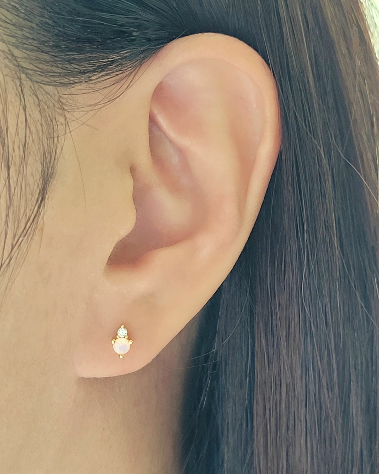 June Birthstone Stud Earrings with Moonstone CZ