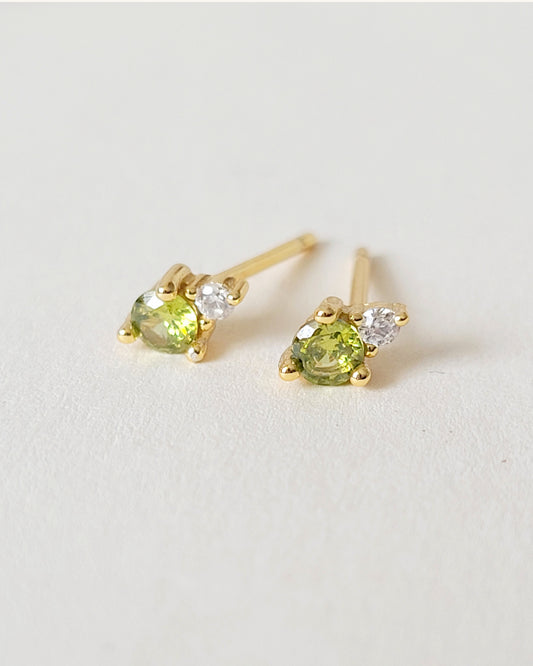 sterling silver with 18ct gold plated august birthstone stud earrings