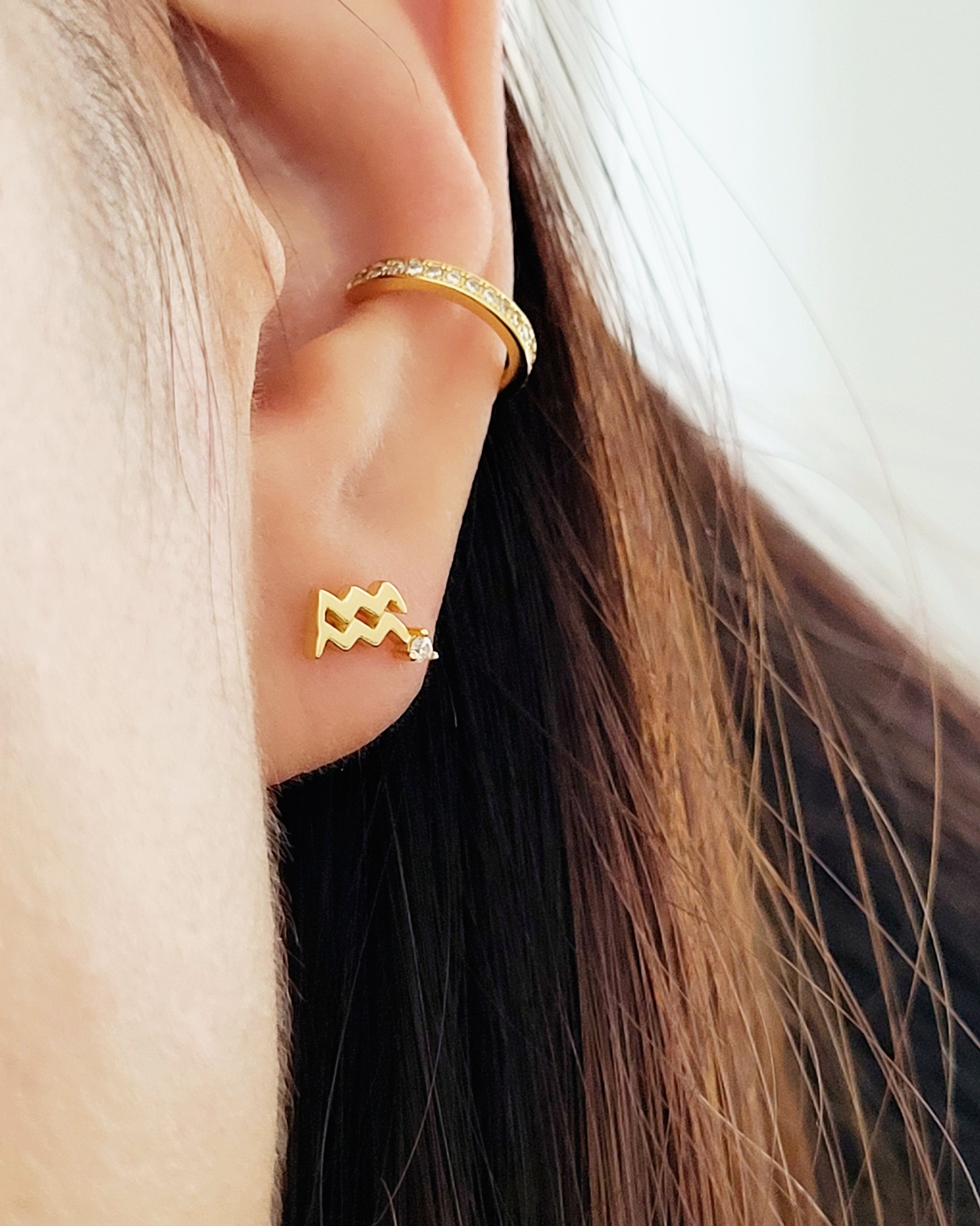 Starry Zodiac Sign Earrings · Aquarius – JaBelle Jewellery