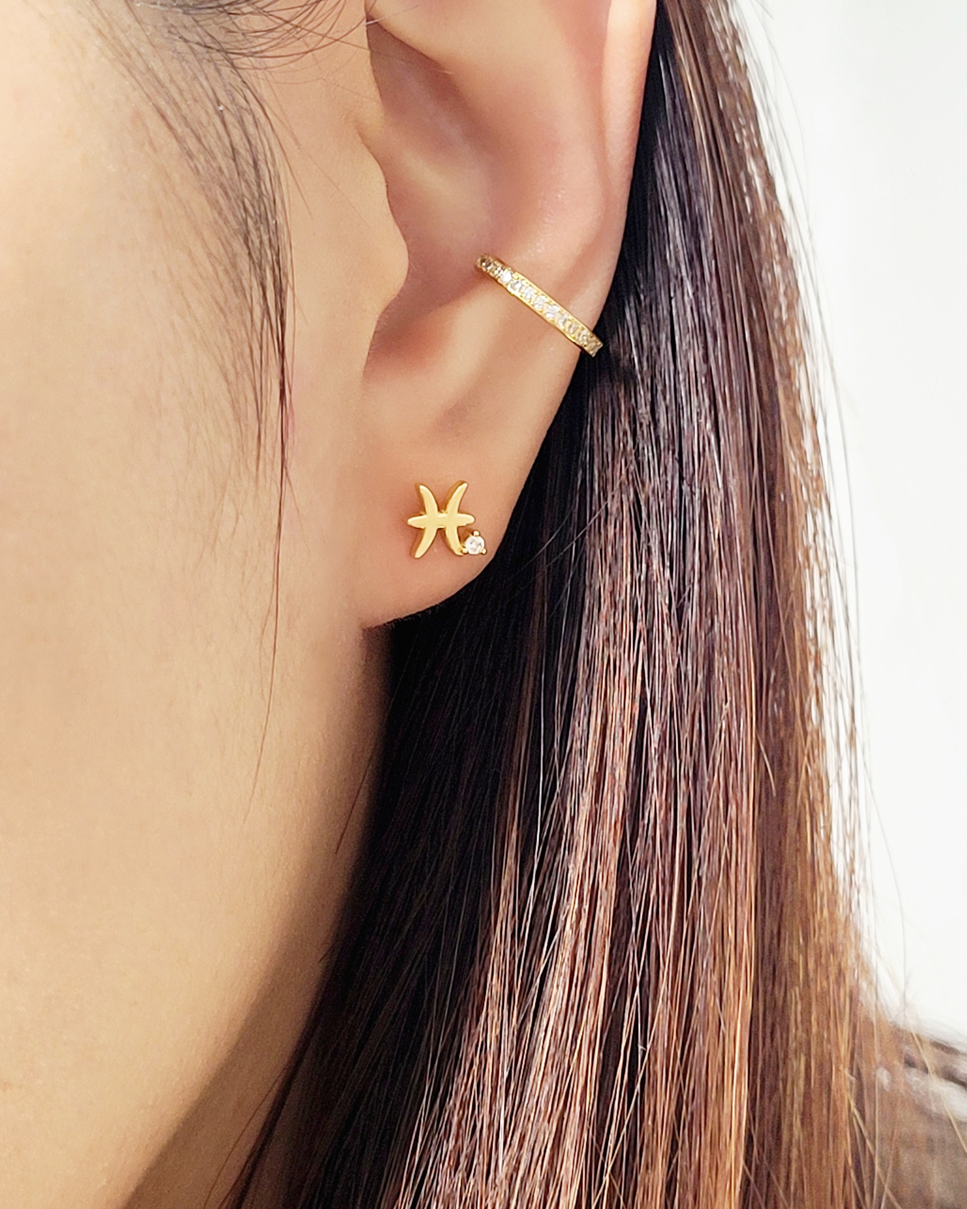 Starry Zodiac Sign Earrings · Pisces – JaBelle Jewellery