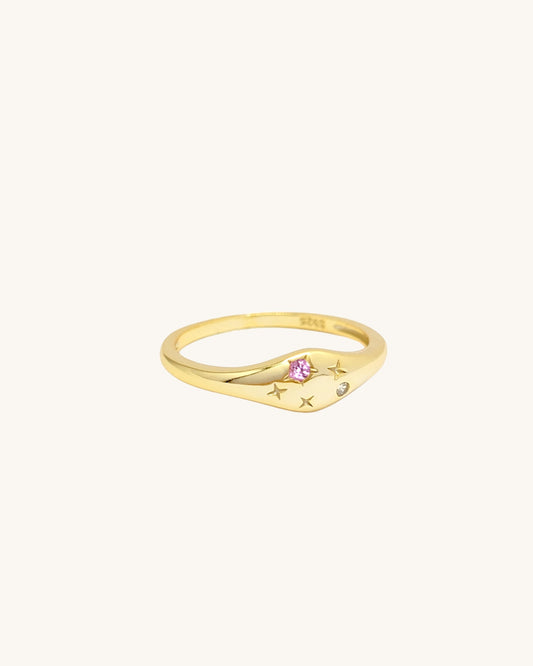 Libra jewellery constellation ring with zodiac stone