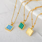 Turquoise Square Charm Necklace