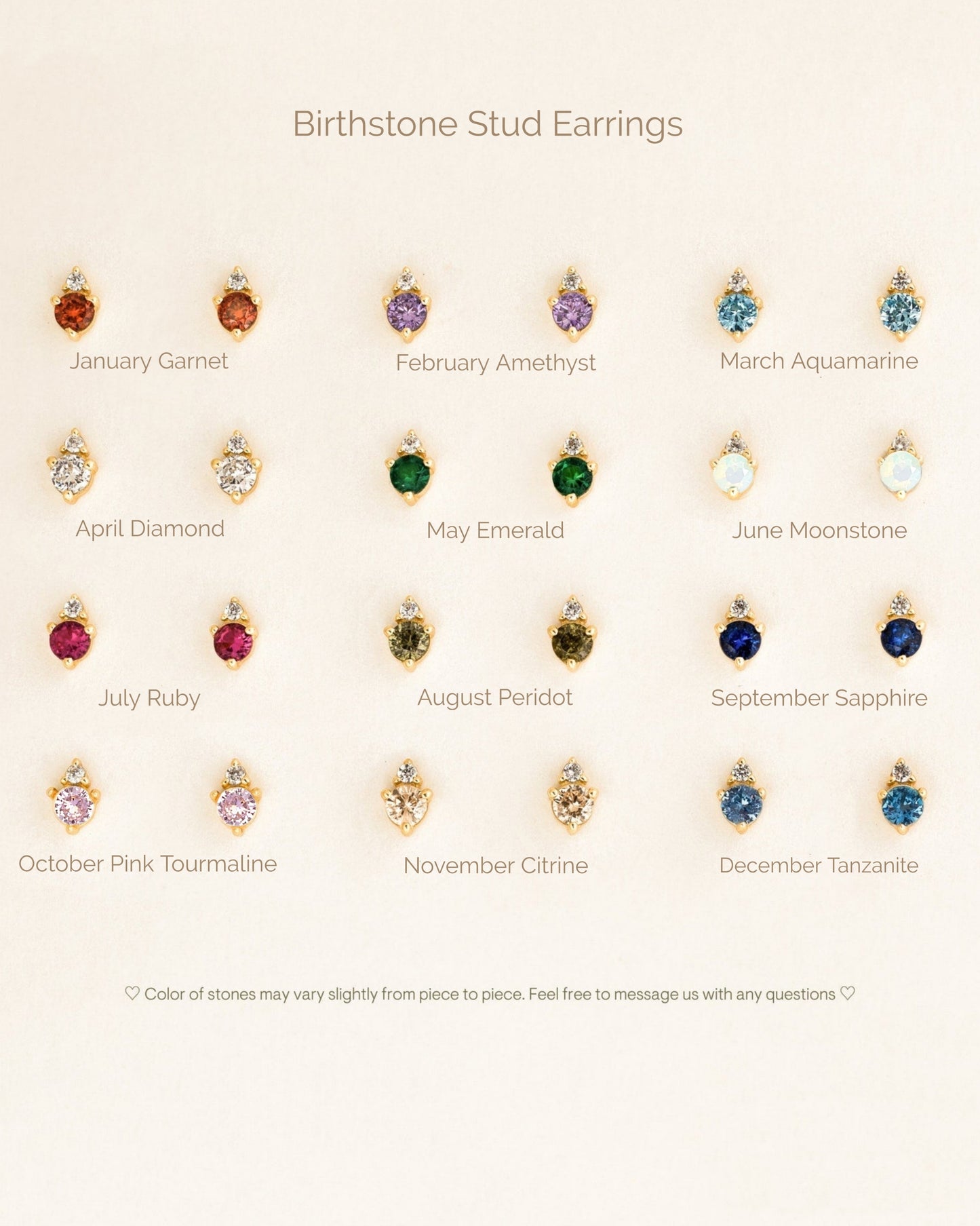 sterling silver gold plated Birthstone earrings
