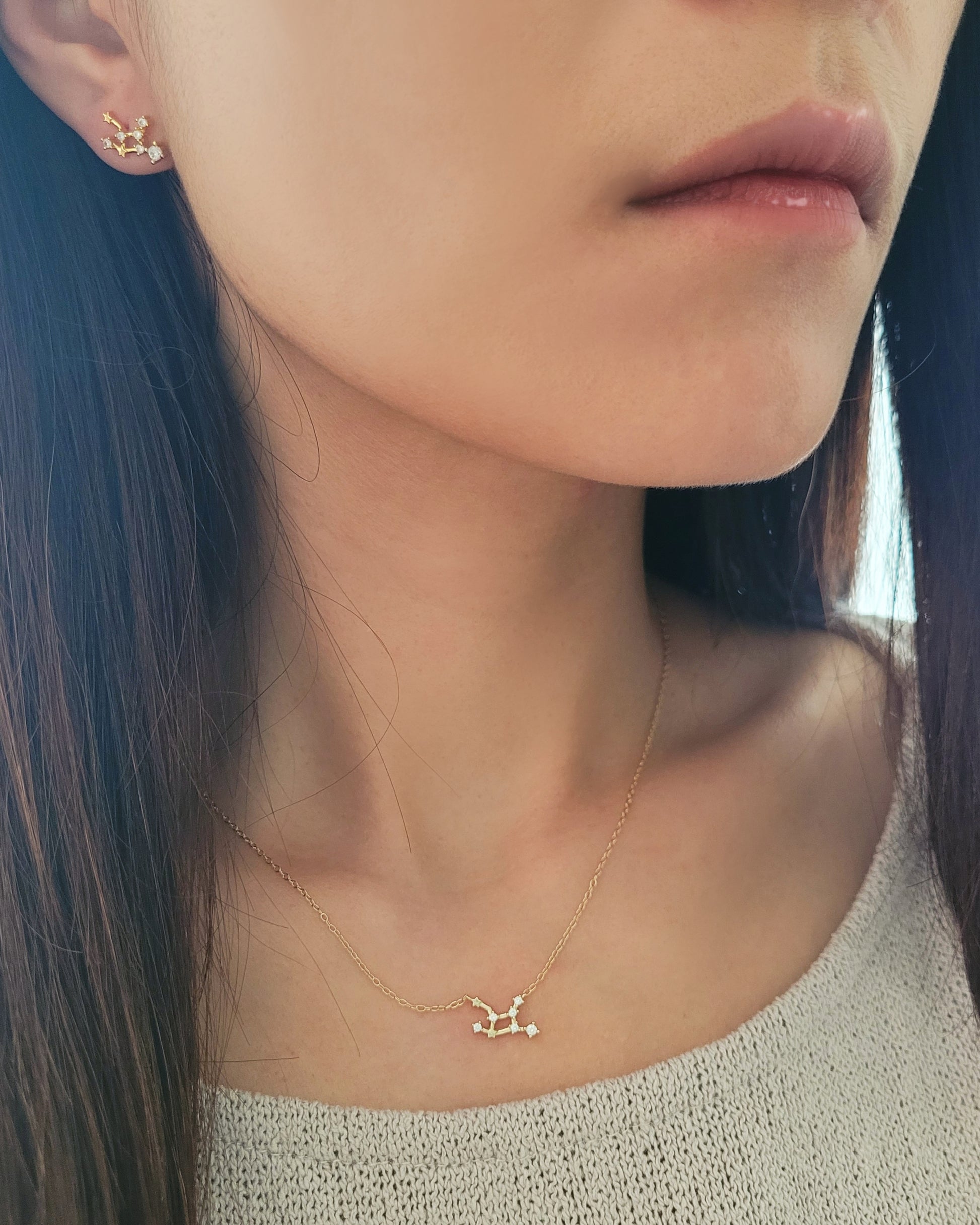 star sign jewellery virgo earring and necklace
