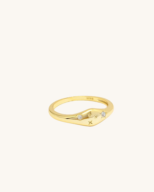 Pisces jewellery constellation ring with zodiac stone