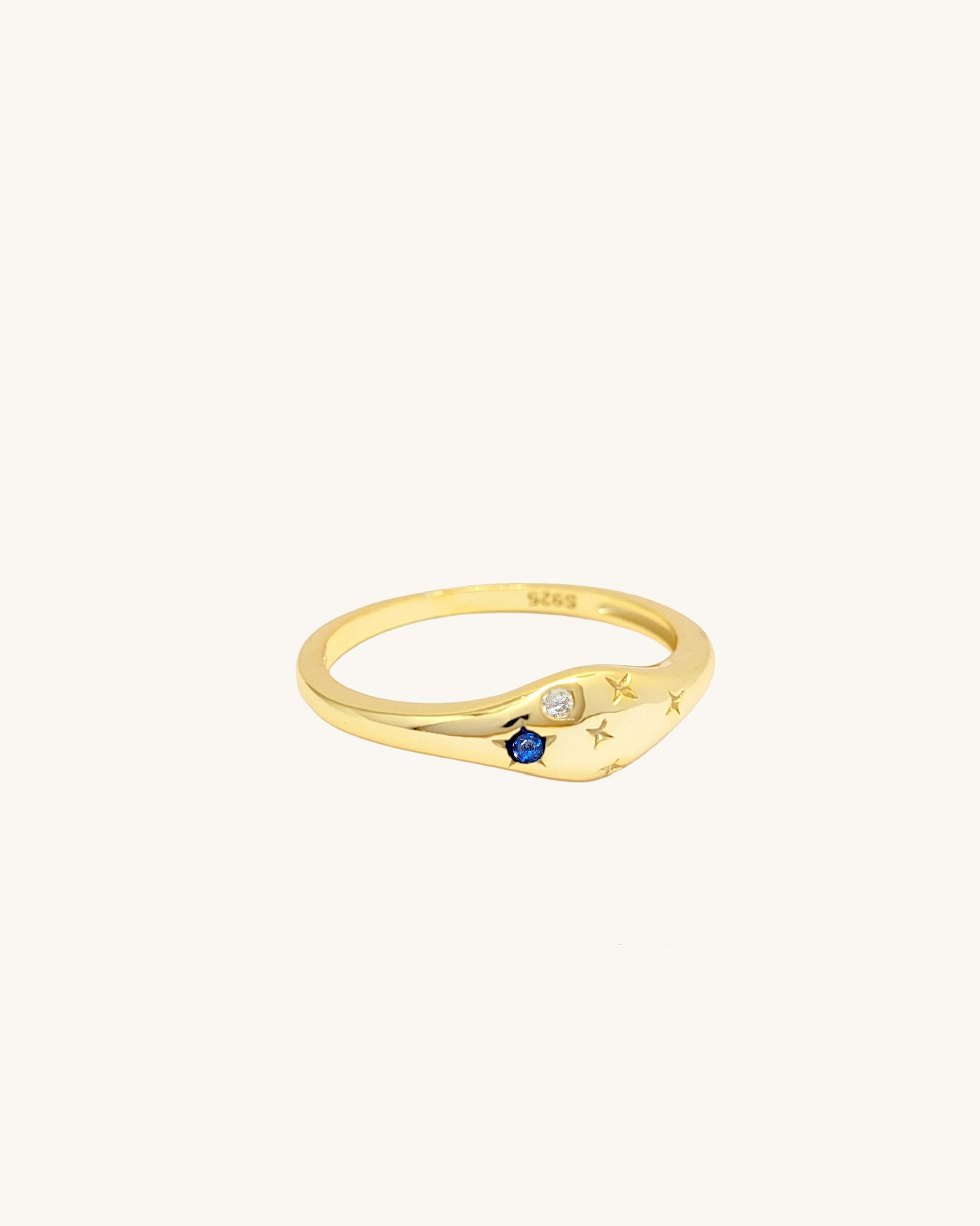 Virgo jewellery constellation ring with zodiac stone