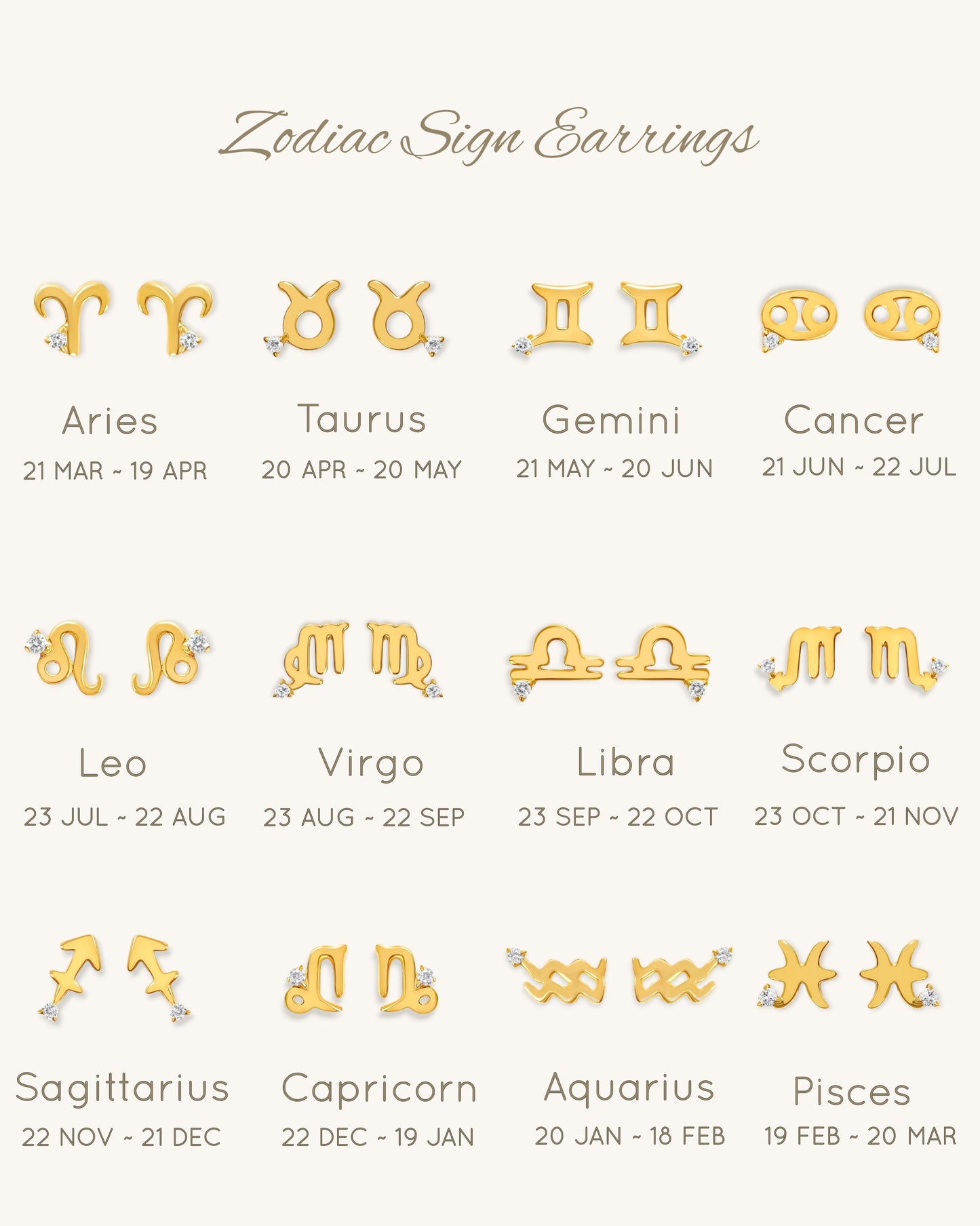 Starry Zodiac Sign Earrings · Scorpio