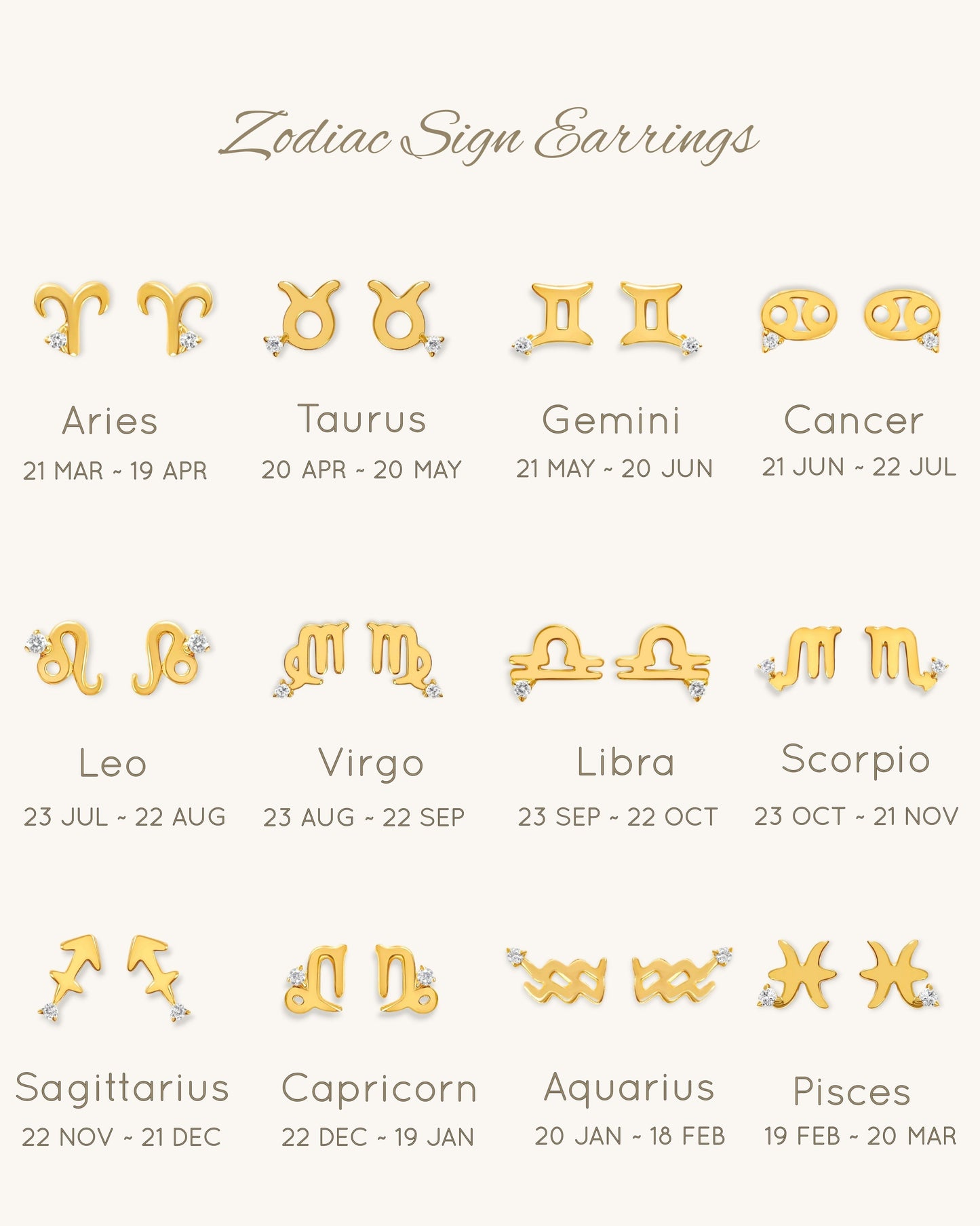 Starry Zodiac Sign Earrings · Capricorn