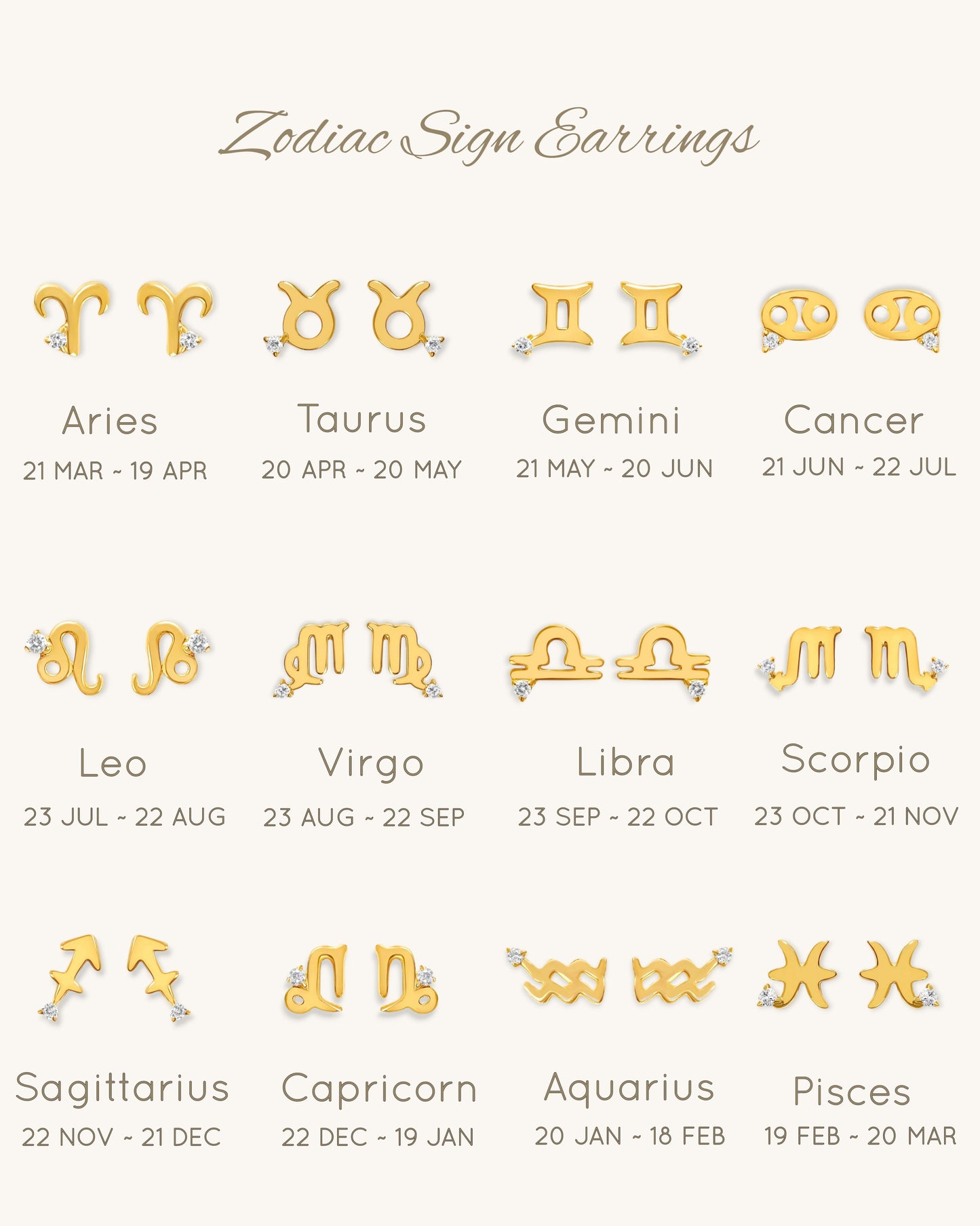 Starry Zodiac Sign Earrings · Sagittarius